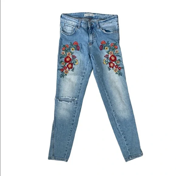 Zara Jeans Zara Basic Jeans Z975 Denim Size Light Blue Red